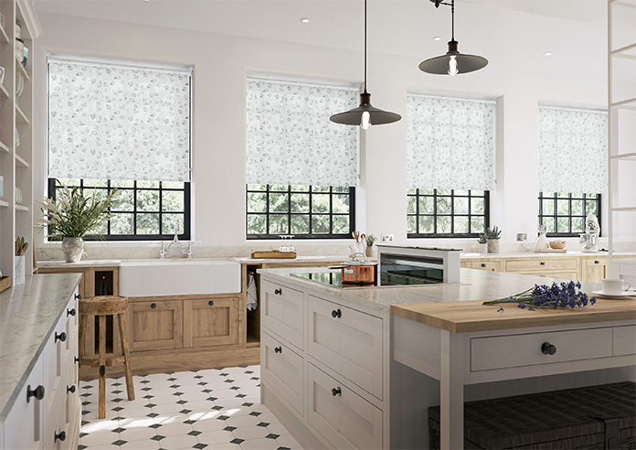Botanical Watercolour, Blue Seafoam - Twist&Fit Roller Blind - Image 7